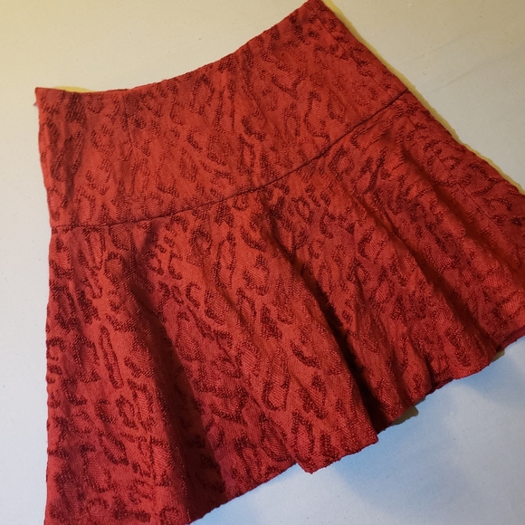 Free People Chenille Woven Cranberry Cheetah Skirt - Picture 8 of 13